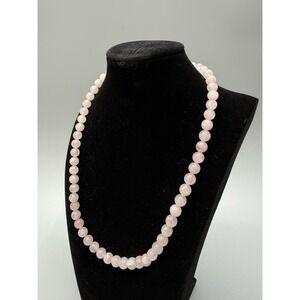 Rose Quartz Necklace 19" Round Polished Pink Feminine Crystal Chakra Healing